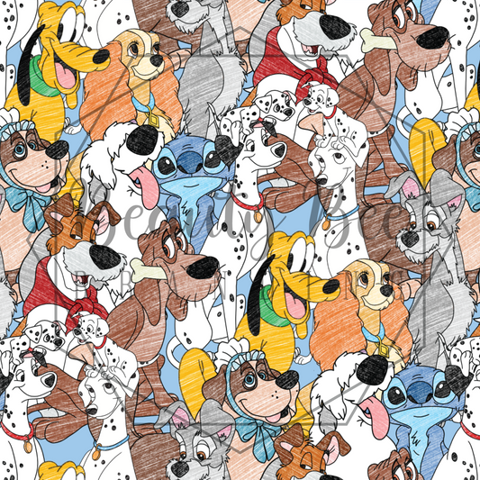 Walt's Dogs Blue V3 SEAMLESS PATTERN