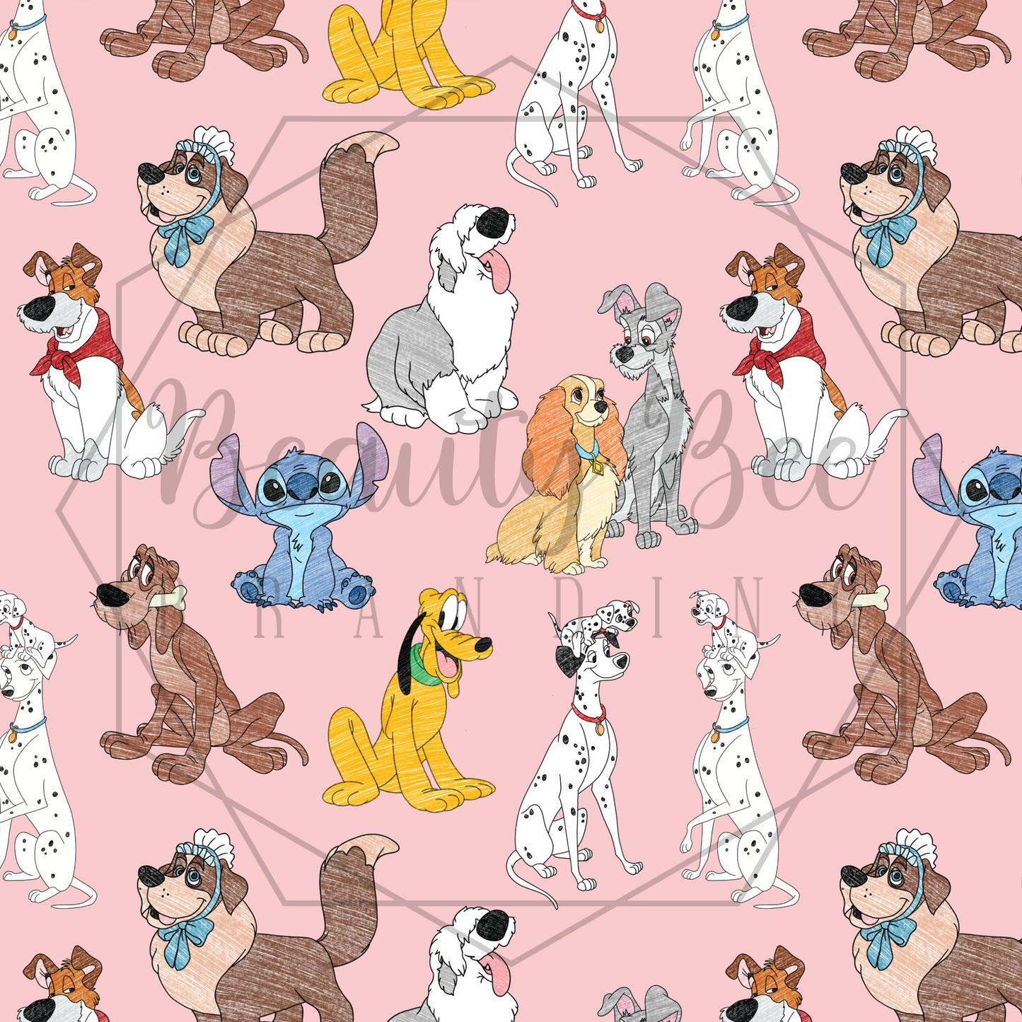 Walt's Dogs Pink V1 SEAMLESS PATTERN