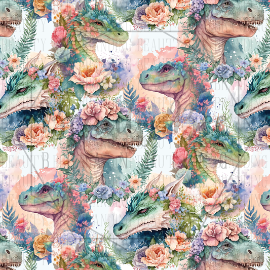 Floral Ancient Lizards SEAMLESS PATTERN