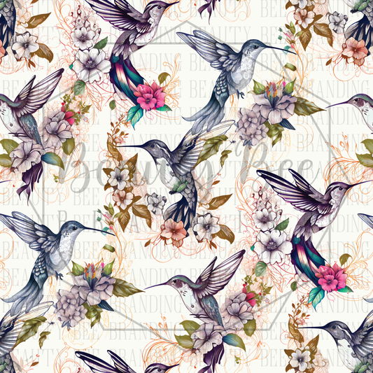 Floral Hummingbirds SEAMLESS PATTERN