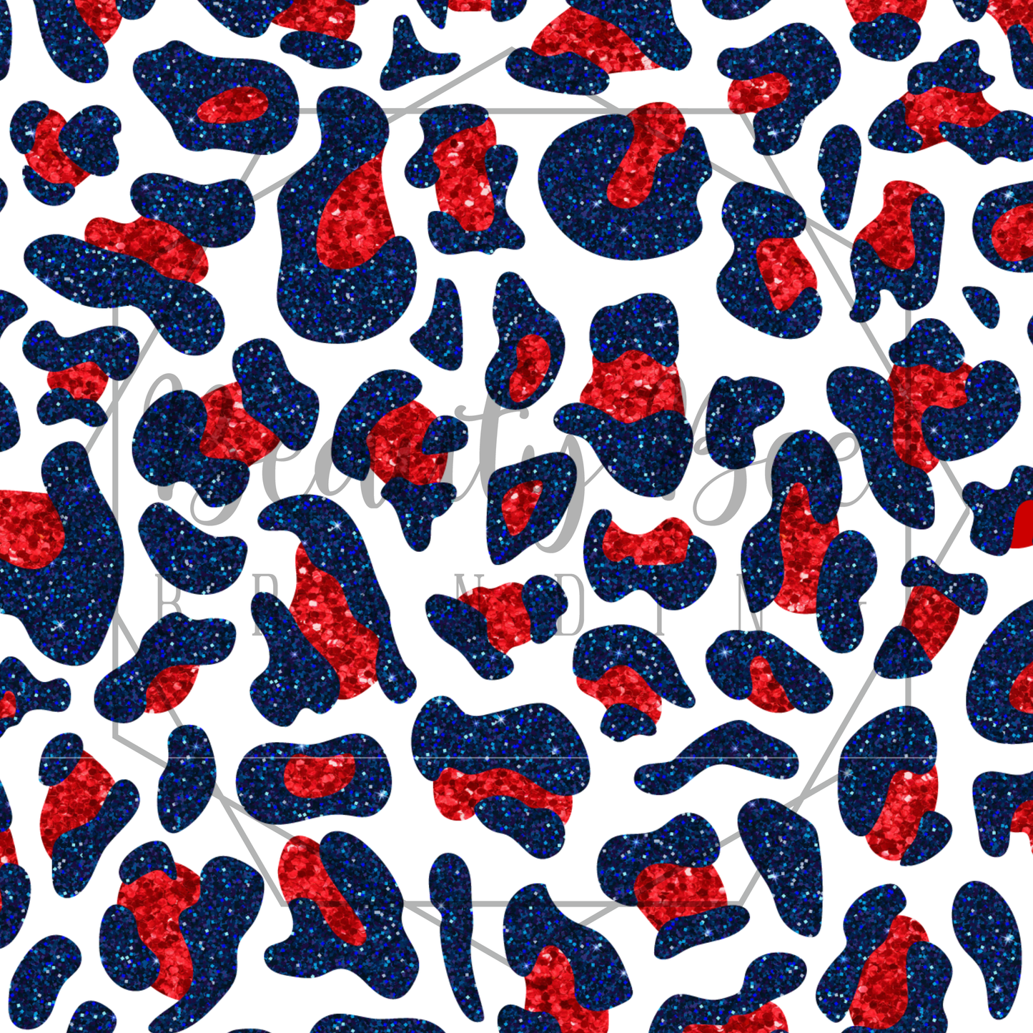 Red & Blue Glitter Leopard SEAMLESS PATTERN