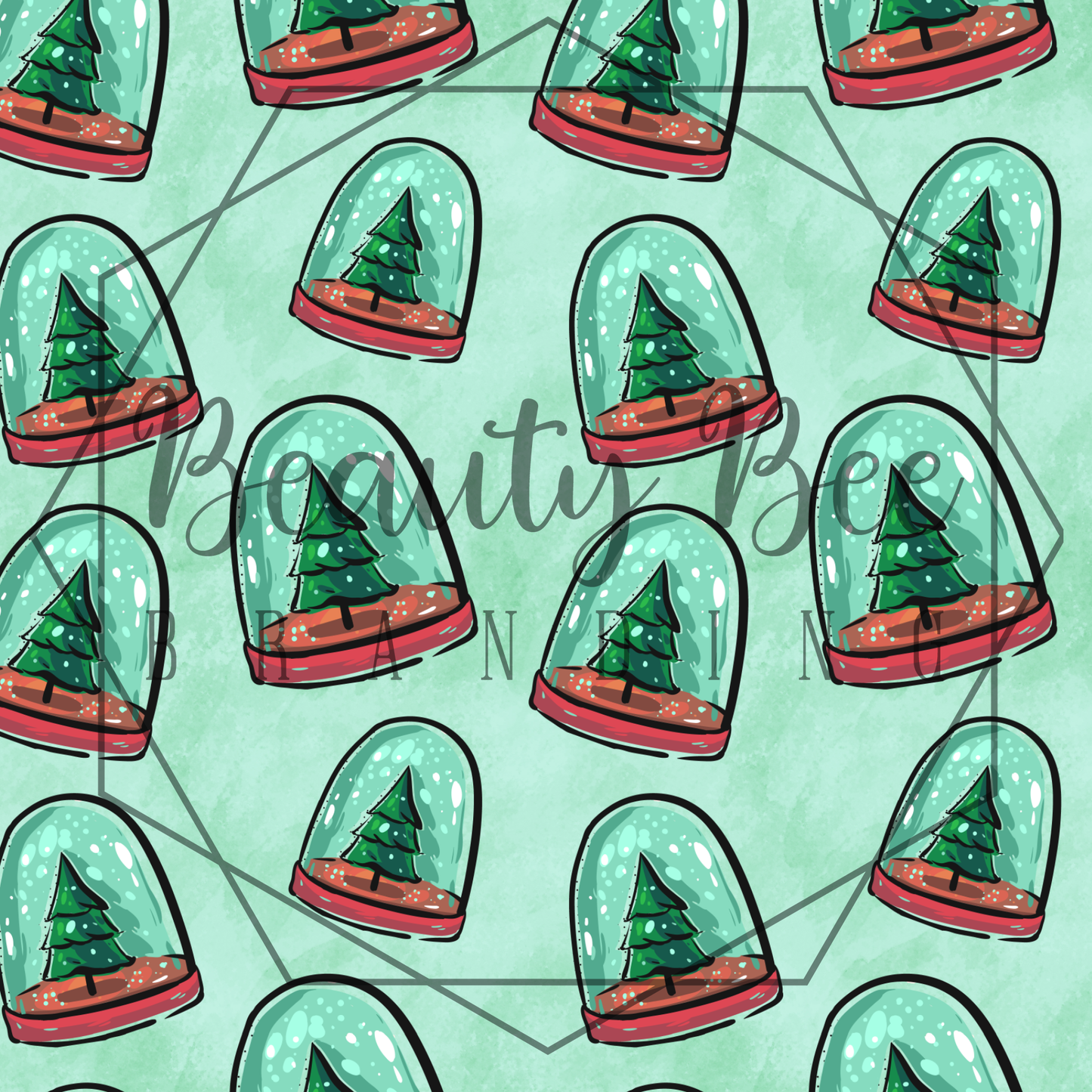 Christmas Tree Snow Globes V2 SEAMLESS PATTERN