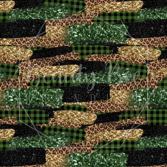 Green Leopard Brush Strokes SEAMLESS PATTERN