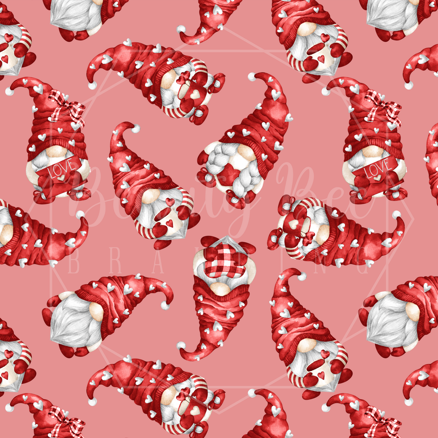 Heart Gnomes SEAMLESS PATTERN
