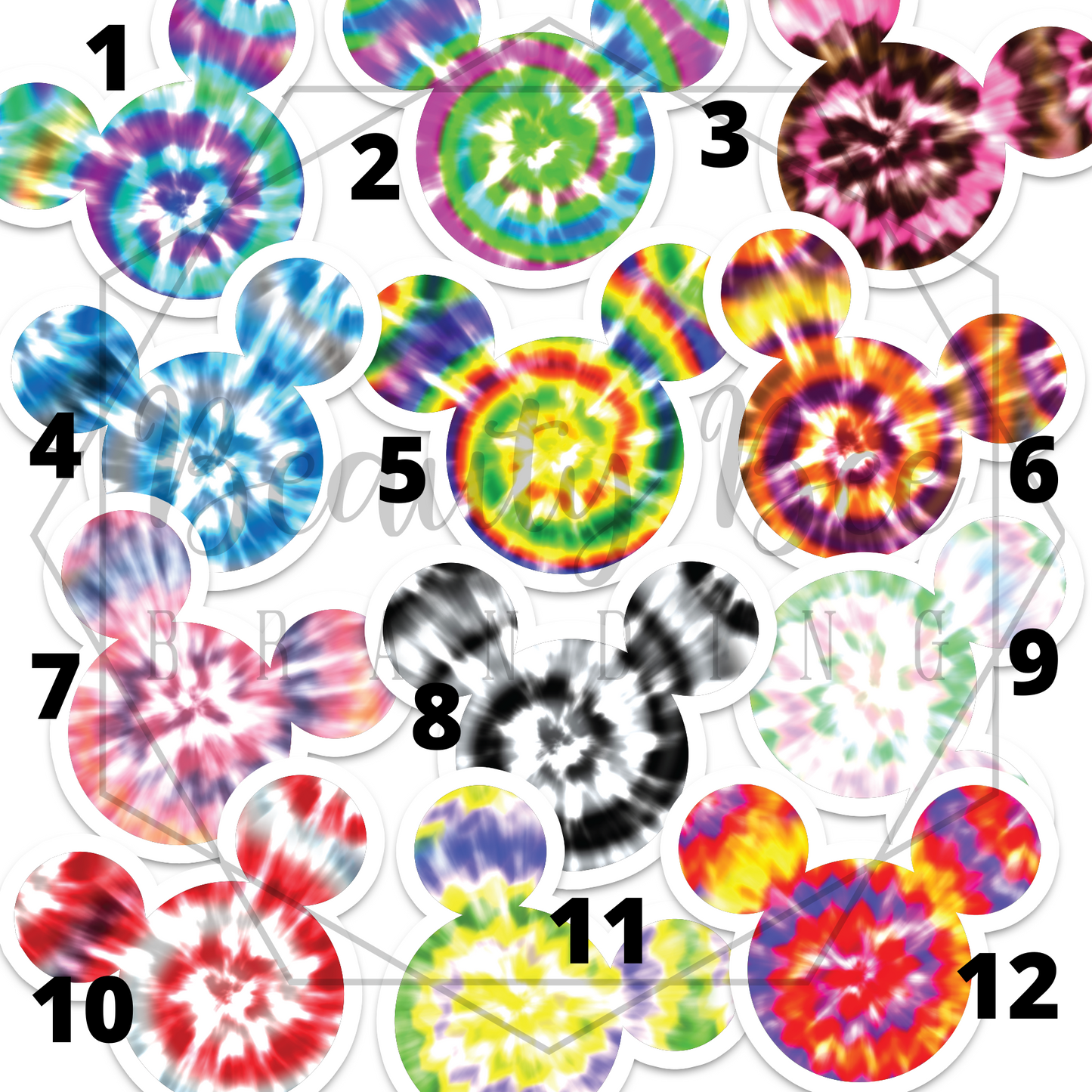 Tie Dye Mouse Temporary Tattoos