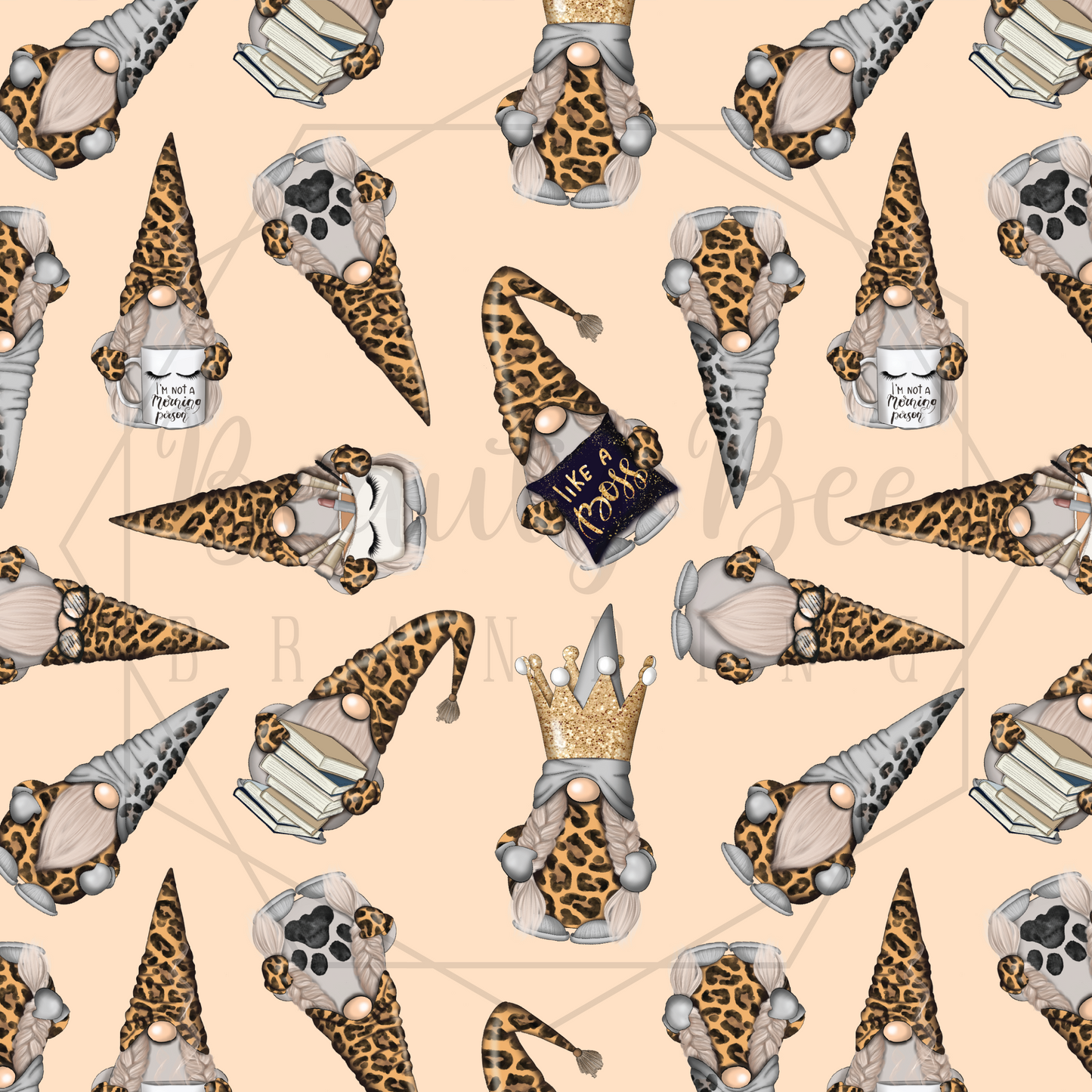 Leopard Gnomes SEAMLESS PATTERN