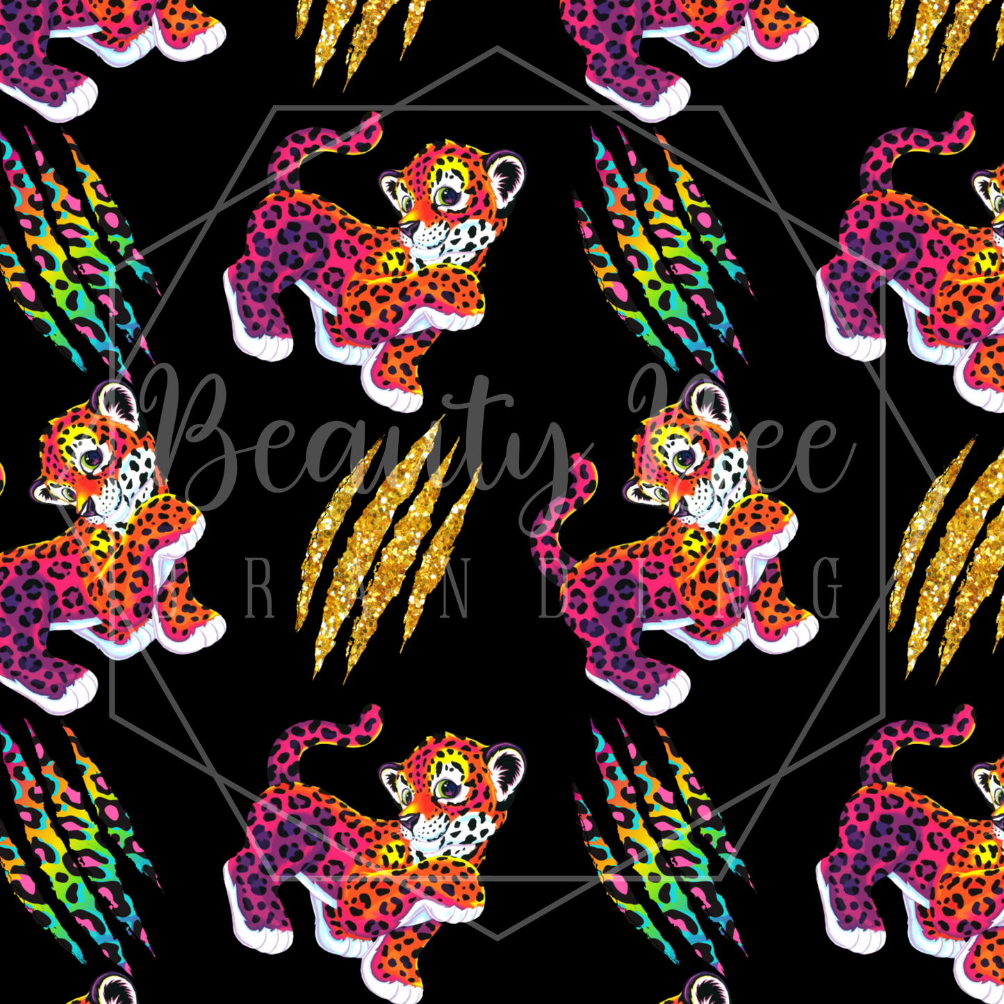 Tiger Queen Black SEAMLESS PATTERN