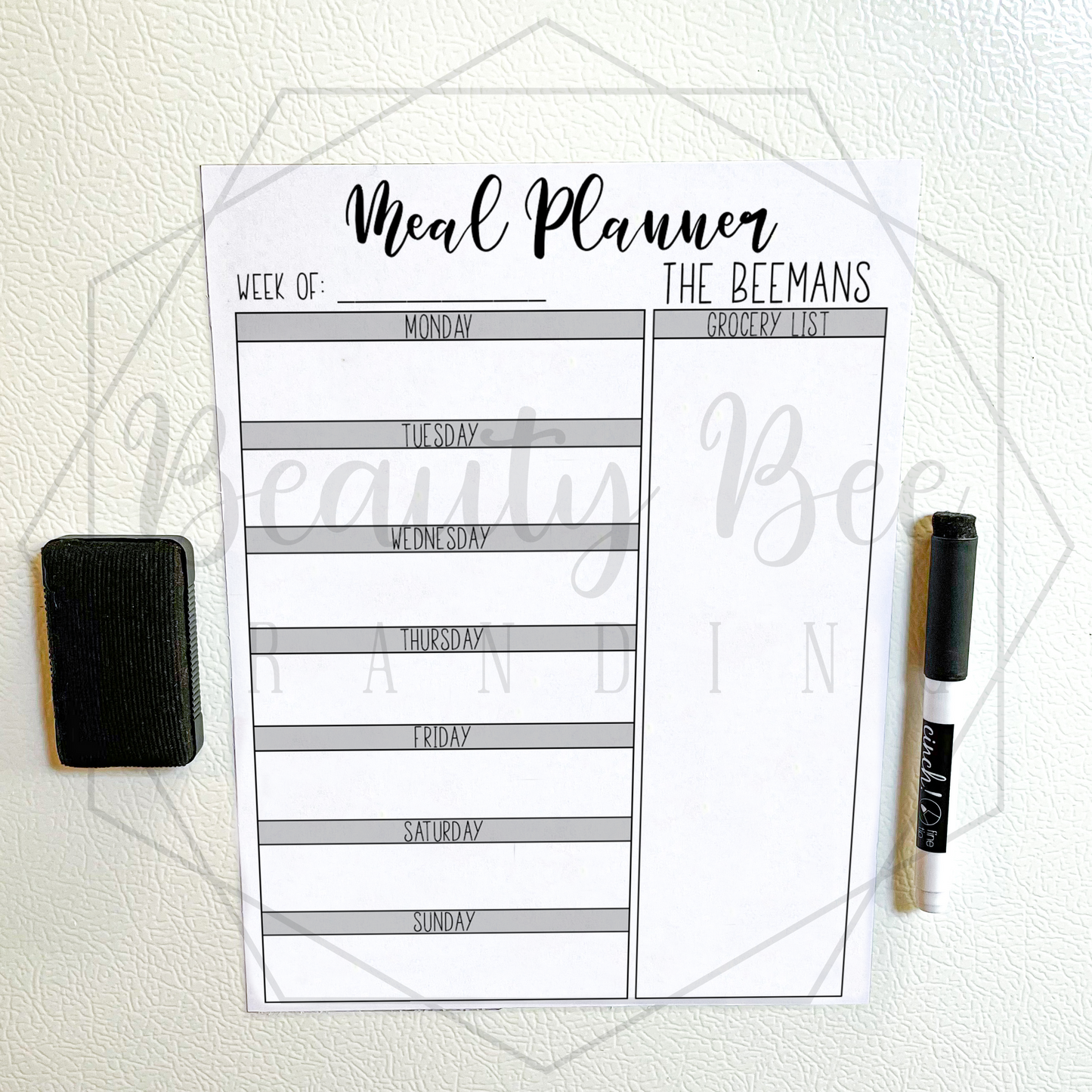 Meal Planner & Grocery List DRY ERASE FRIDGE MAGNET