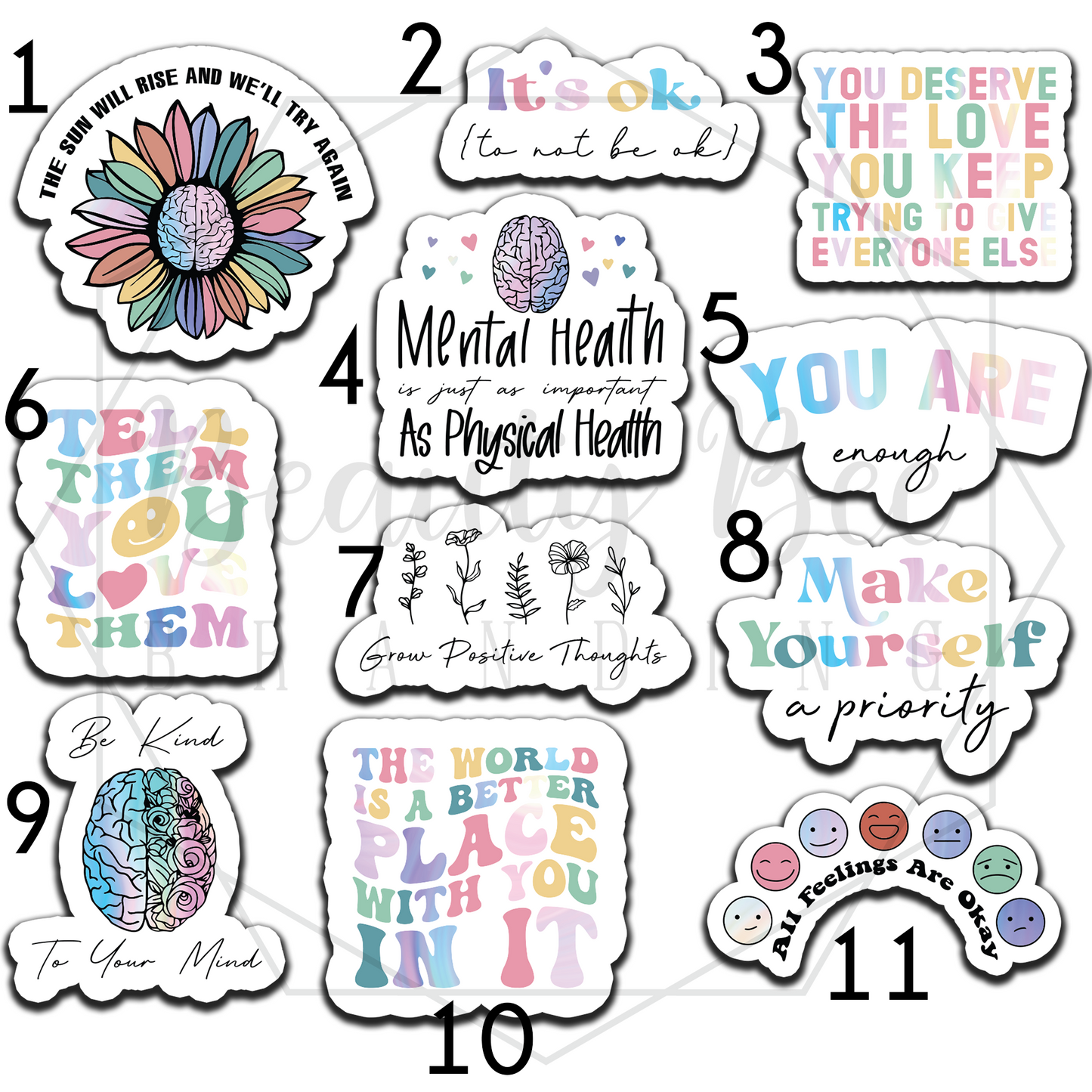 Mental Health Pastel Temporary Tattoos