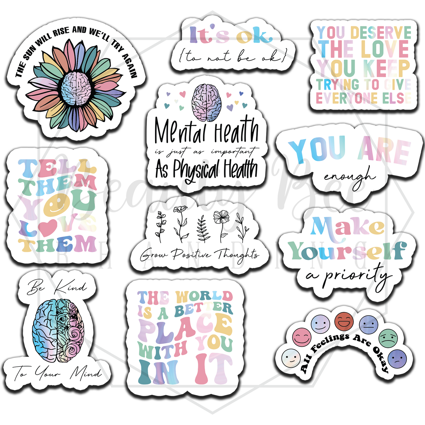 Mental Health Pastel Temporary Tattoos