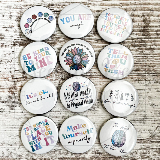 WHOLESALE Mental Health Pastel BUTTONS