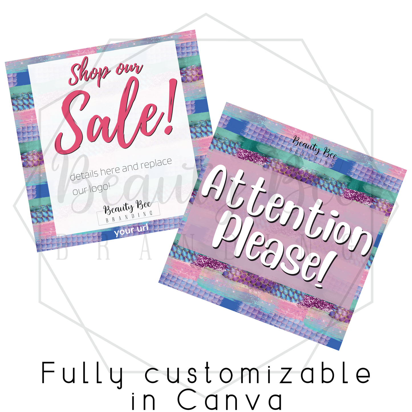 Mermaid Scales Bundle Editable Template