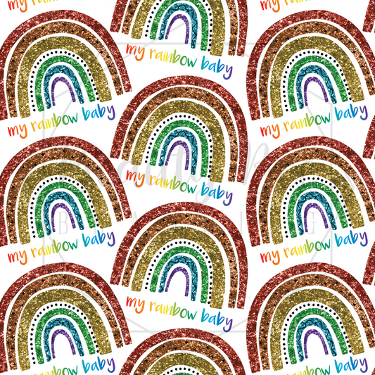 Rainbow Baby Saying Glitter SEAMLESS PATTERN