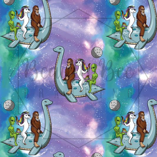 Mythical Friends Purple SEAMLESS PATTERN