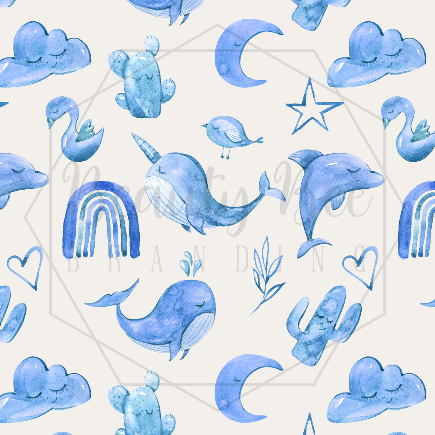 Boho Nautical Dreams Blue SEAMLESS PATTERN