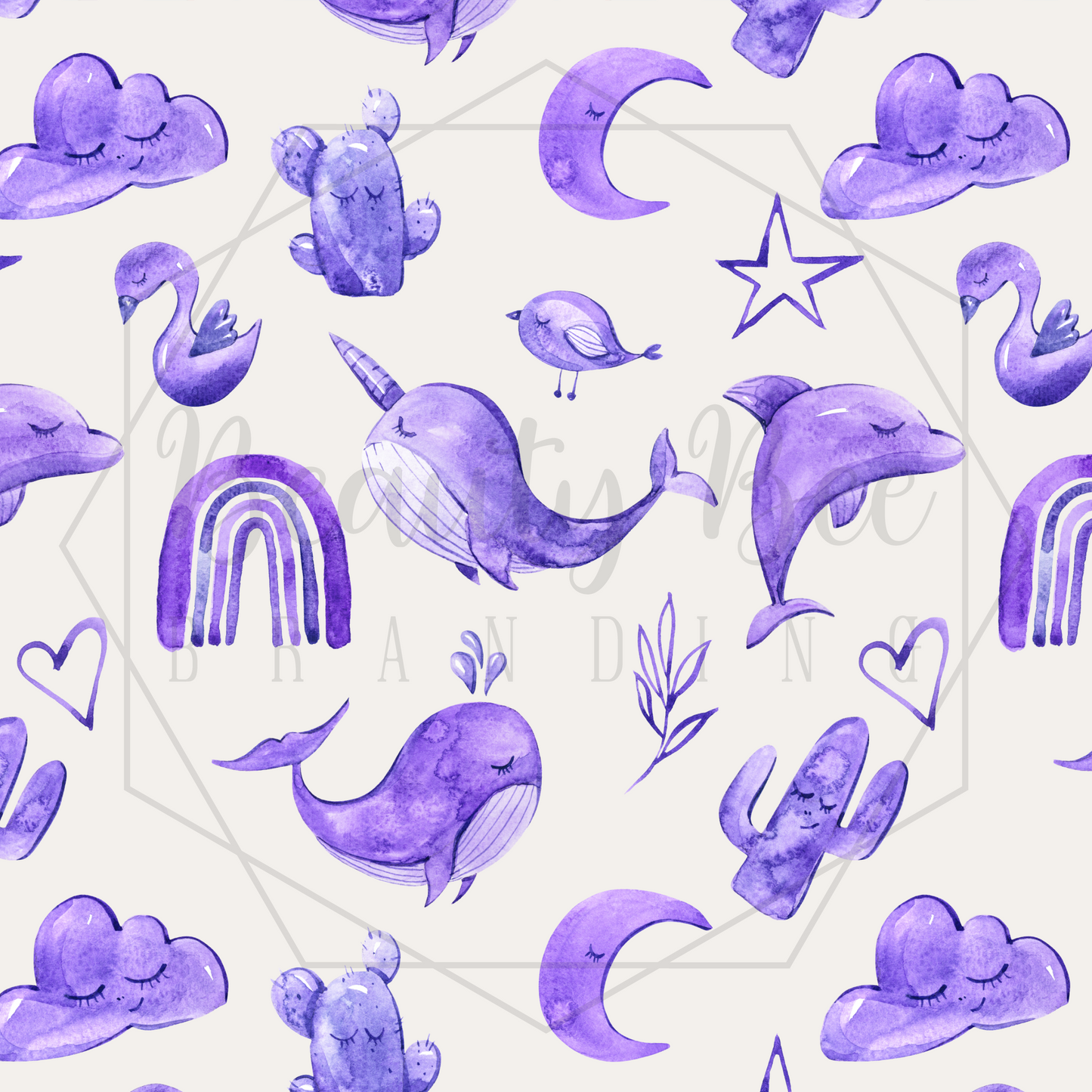 Boho Nautical Dreams Purple SEAMLESS PATTERN