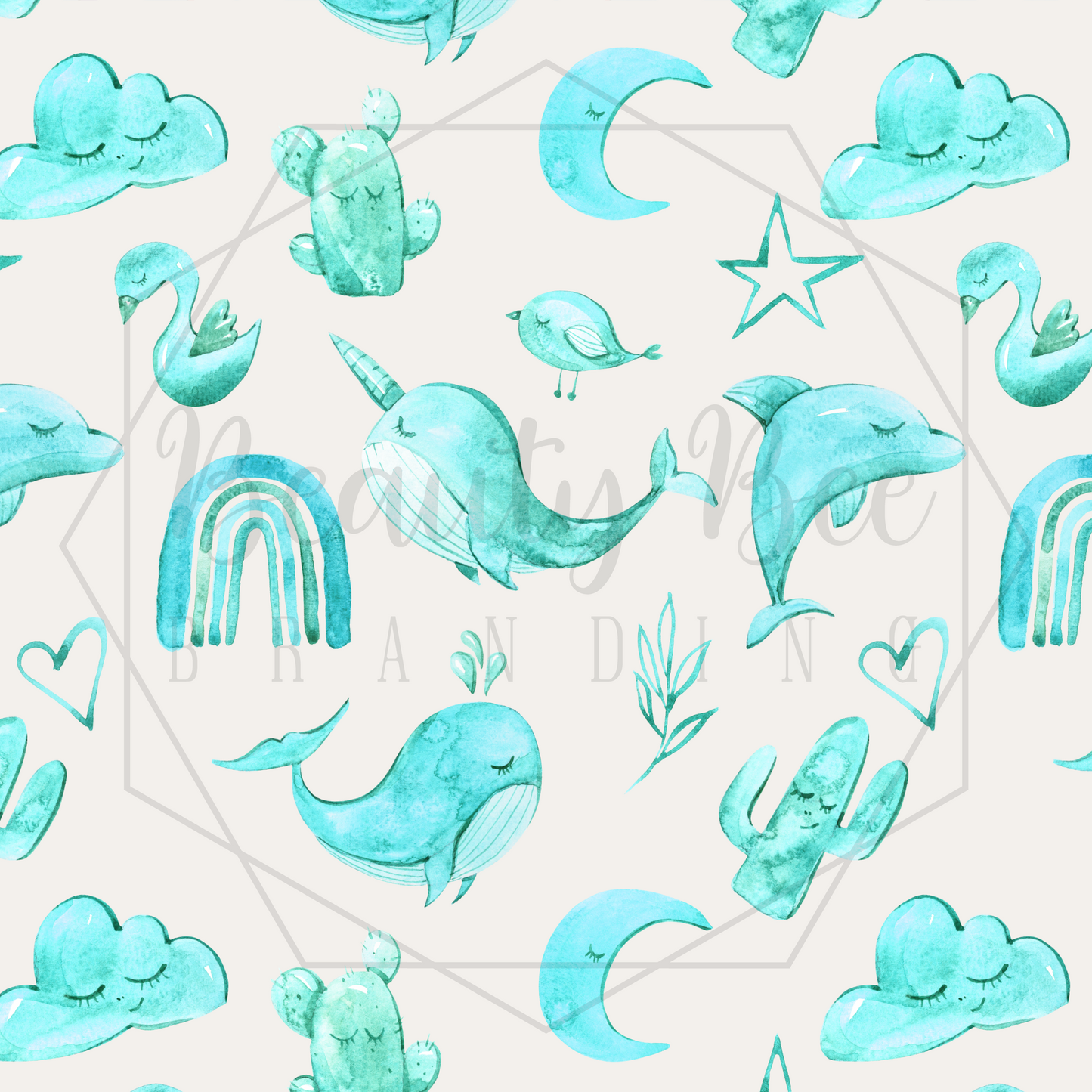 Boho Nautical Dreams Teal SEAMLESS PATTERN