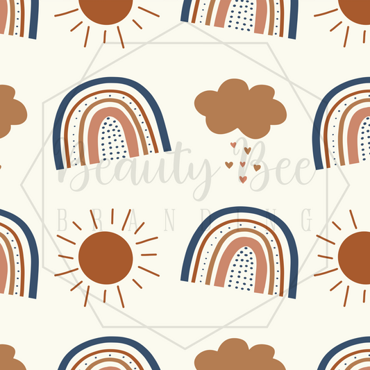 Neutral Blue Rainbows SEAMLESS PATTERN