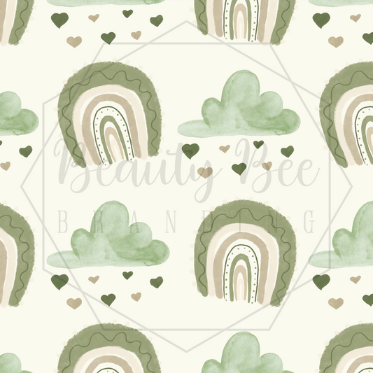 Neutral Green Rainbows SEAMLESS PATTERN