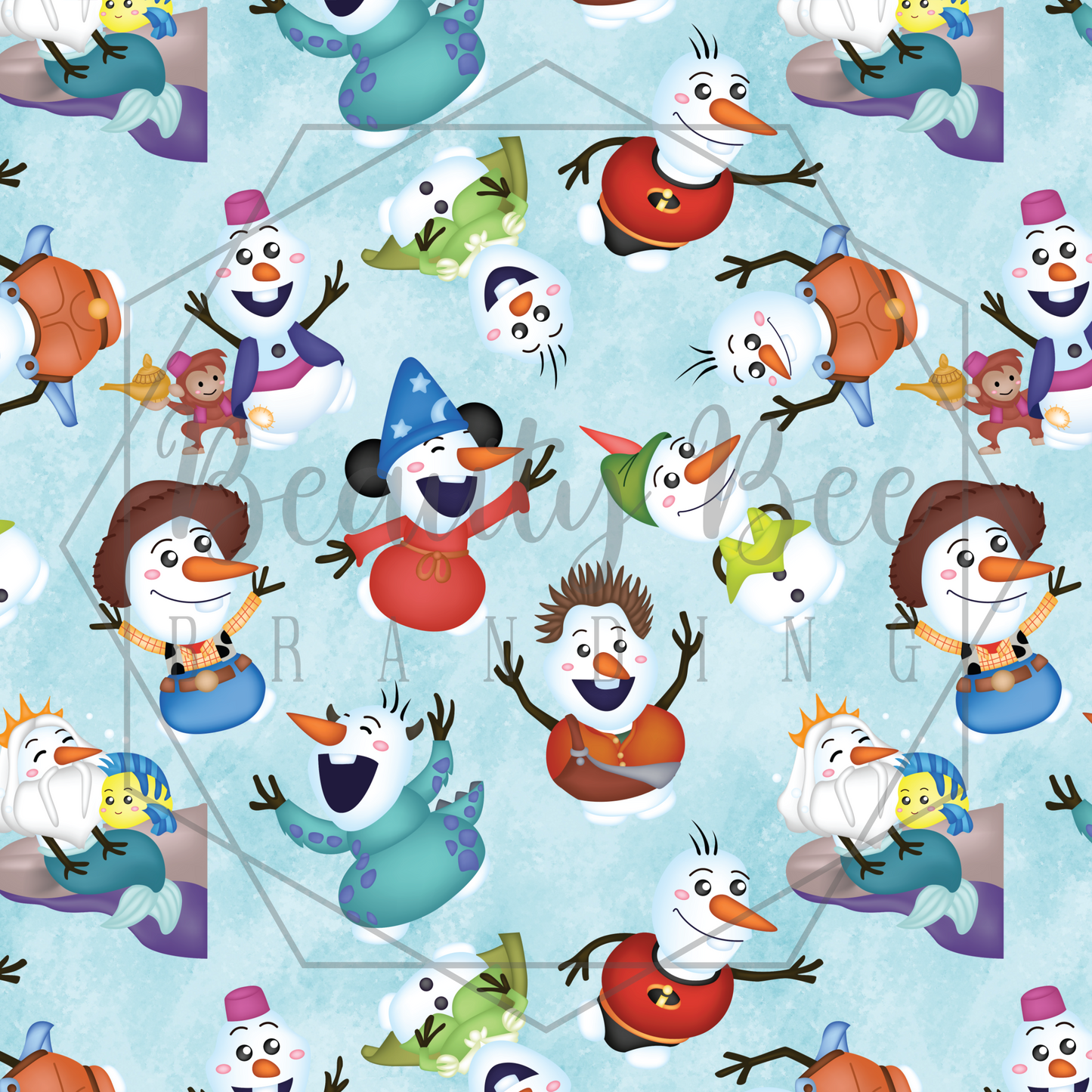 Snowman Dress Up SEAMLESS PATTERN
