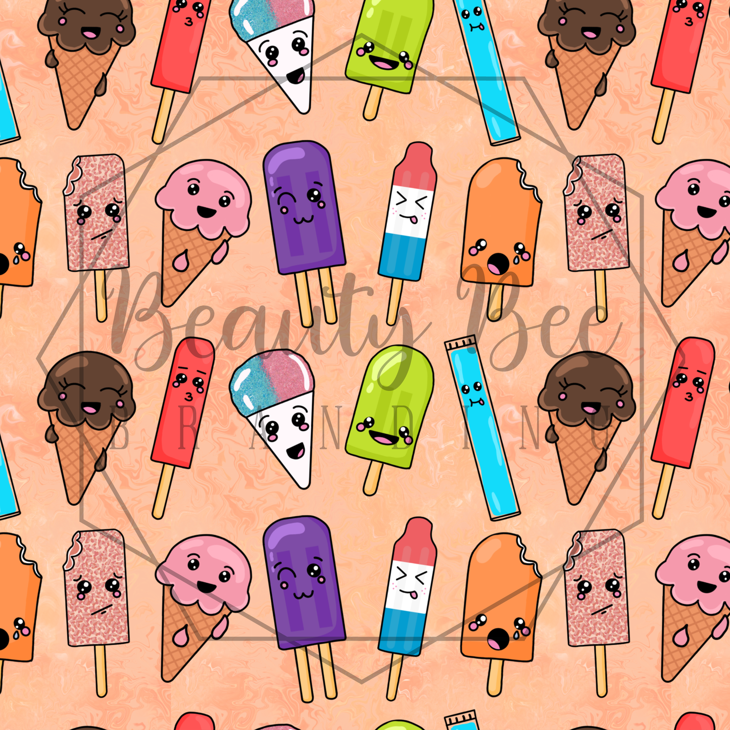 Popsicle Friends Orange Version 2 SEAMLESS PATTERN