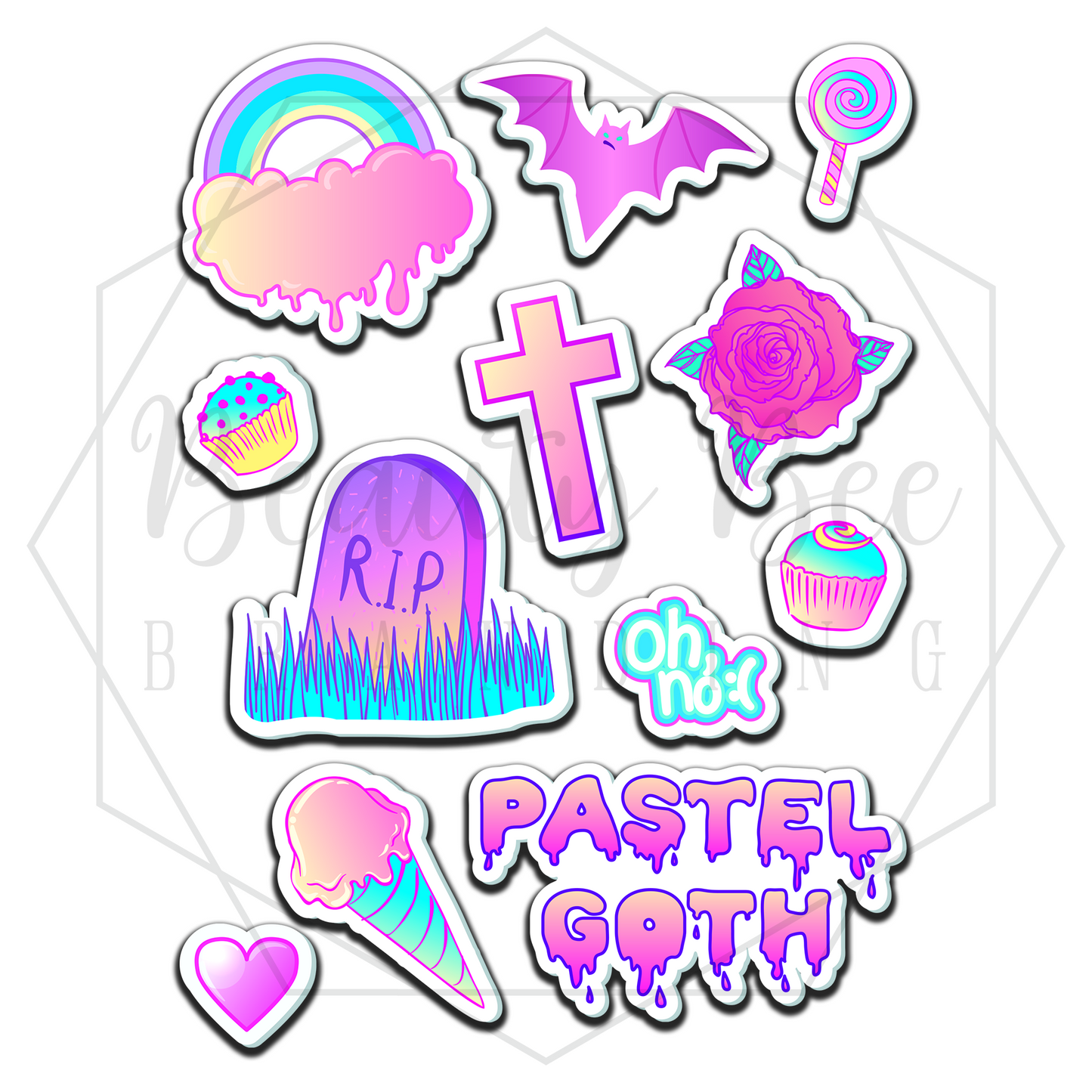 Pastel Goth Temporary Tattoos