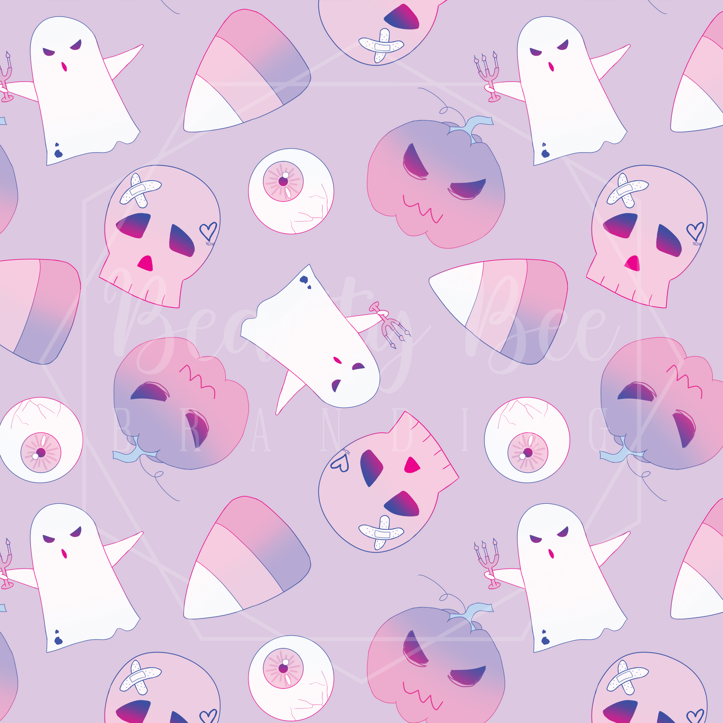 Pastel Holoween Pink SEAMLESS PATTERN