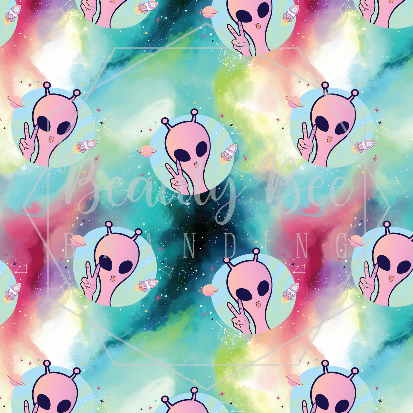 Peace Aliens SEAMLESS PATTERN