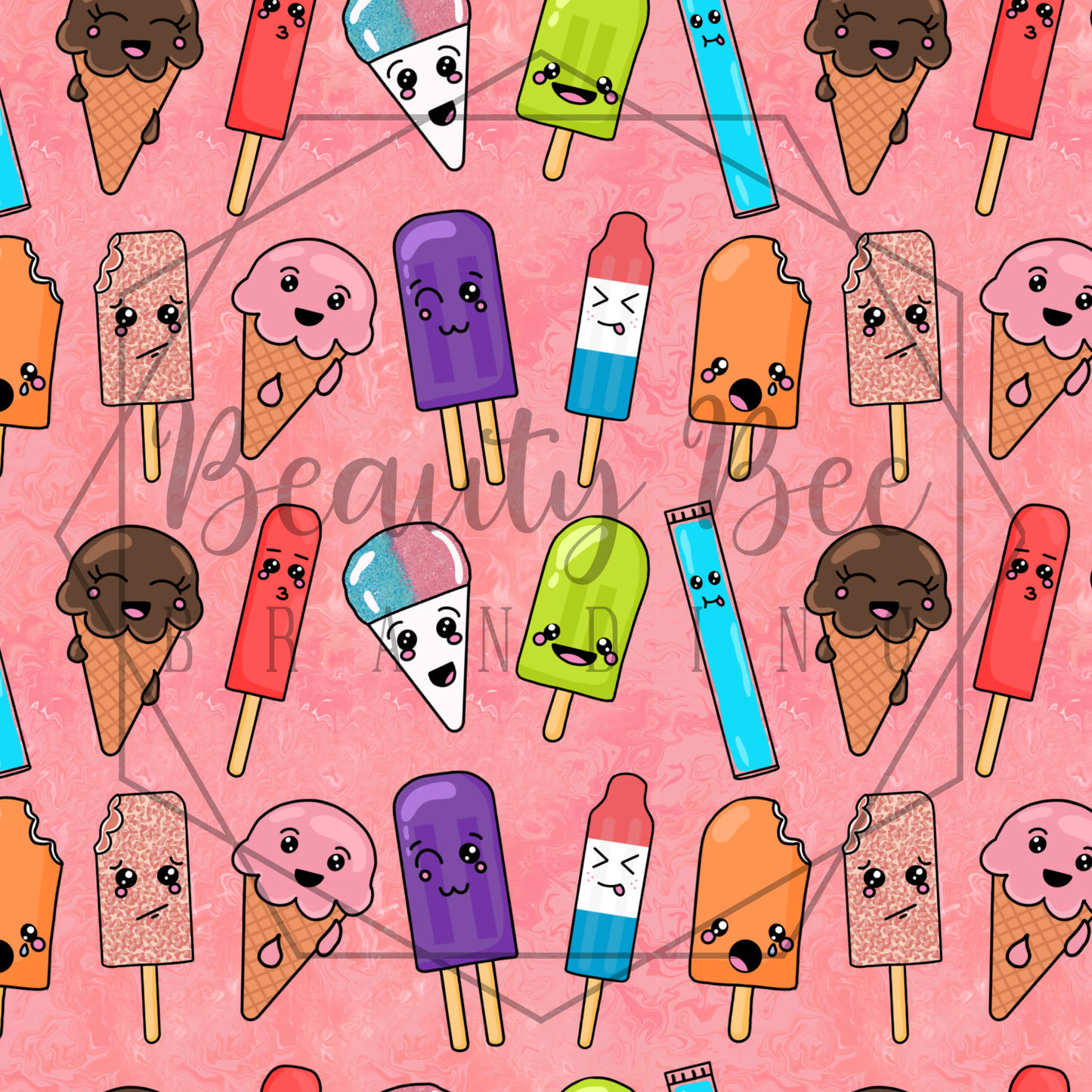 Popsicle Friends Pink Version 2 SEAMLESS PATTERN