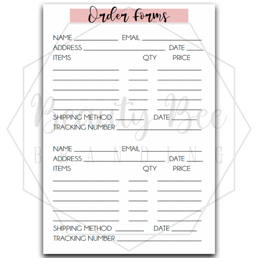 Planner Inserts - Order Forms