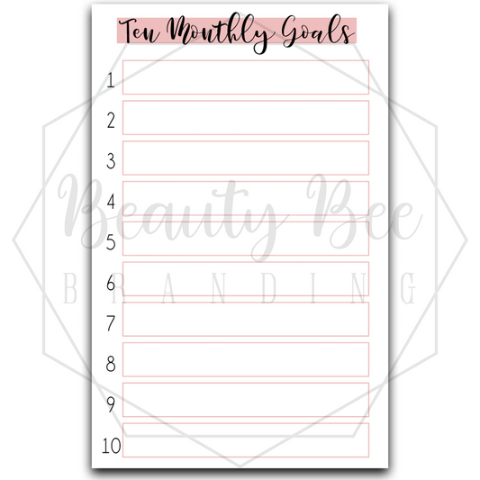 Planner Inserts - Monthly Goals
