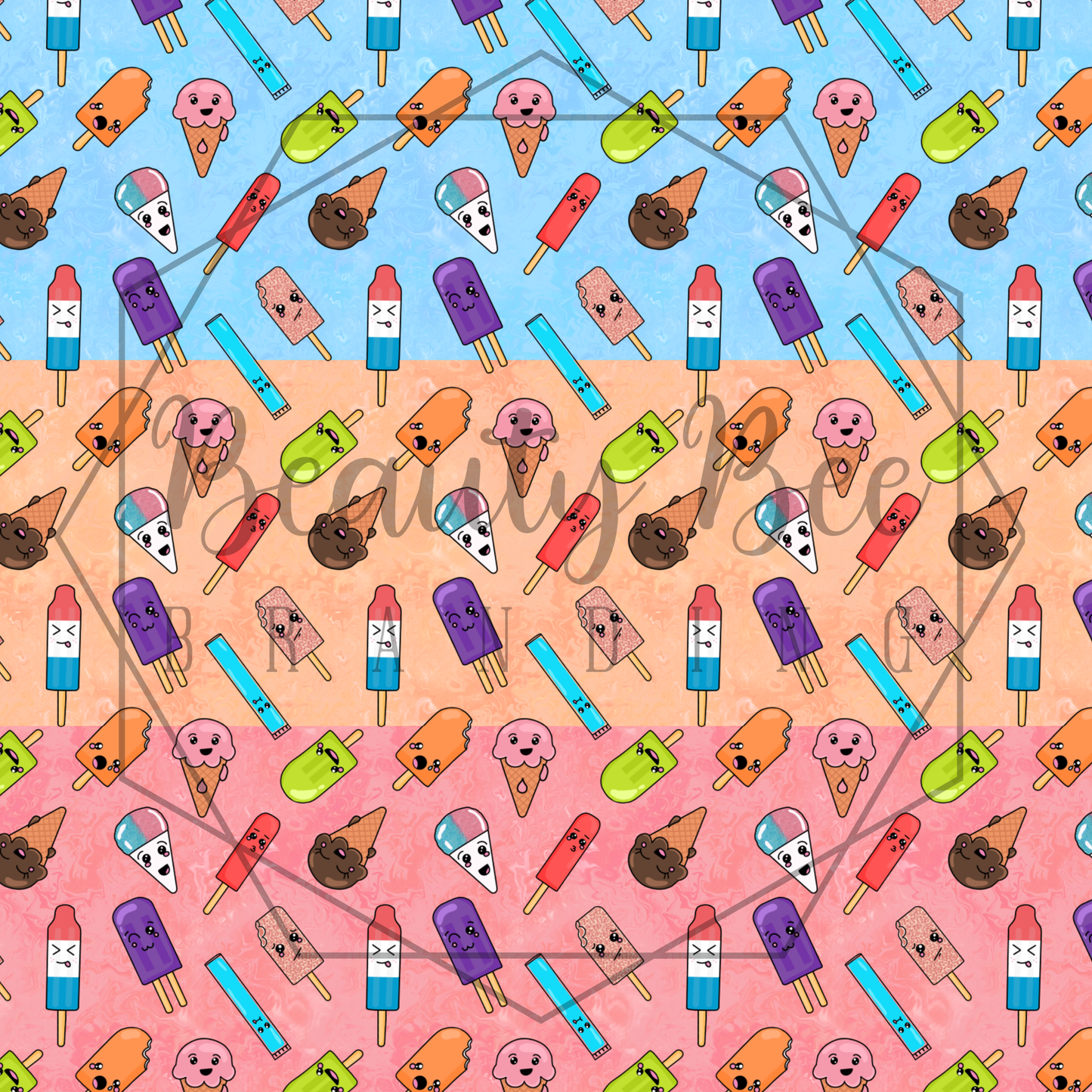 Popsicle Friends Version 1 FULL YARD SEAMLESS PATTERN