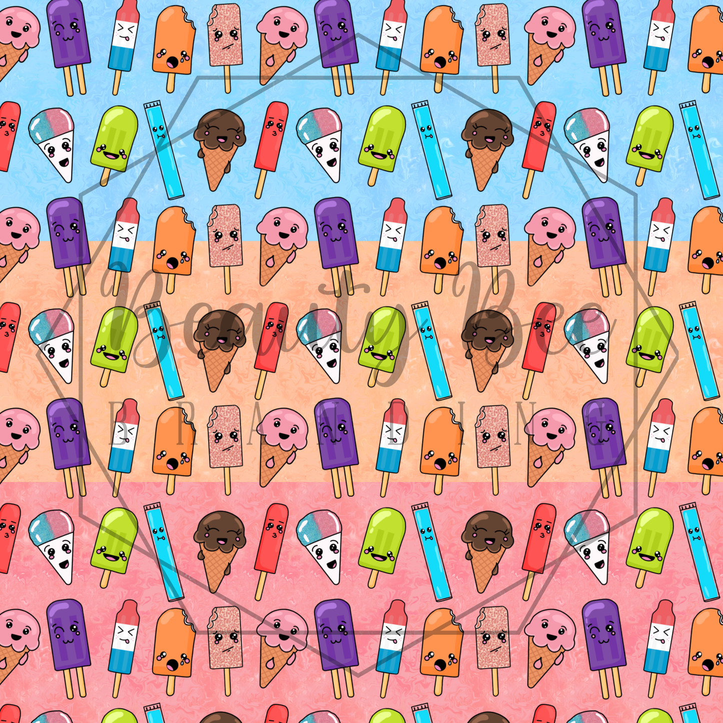 Popsicle Friends Version 2 FULL YARD SEAMLESS PATTERN
