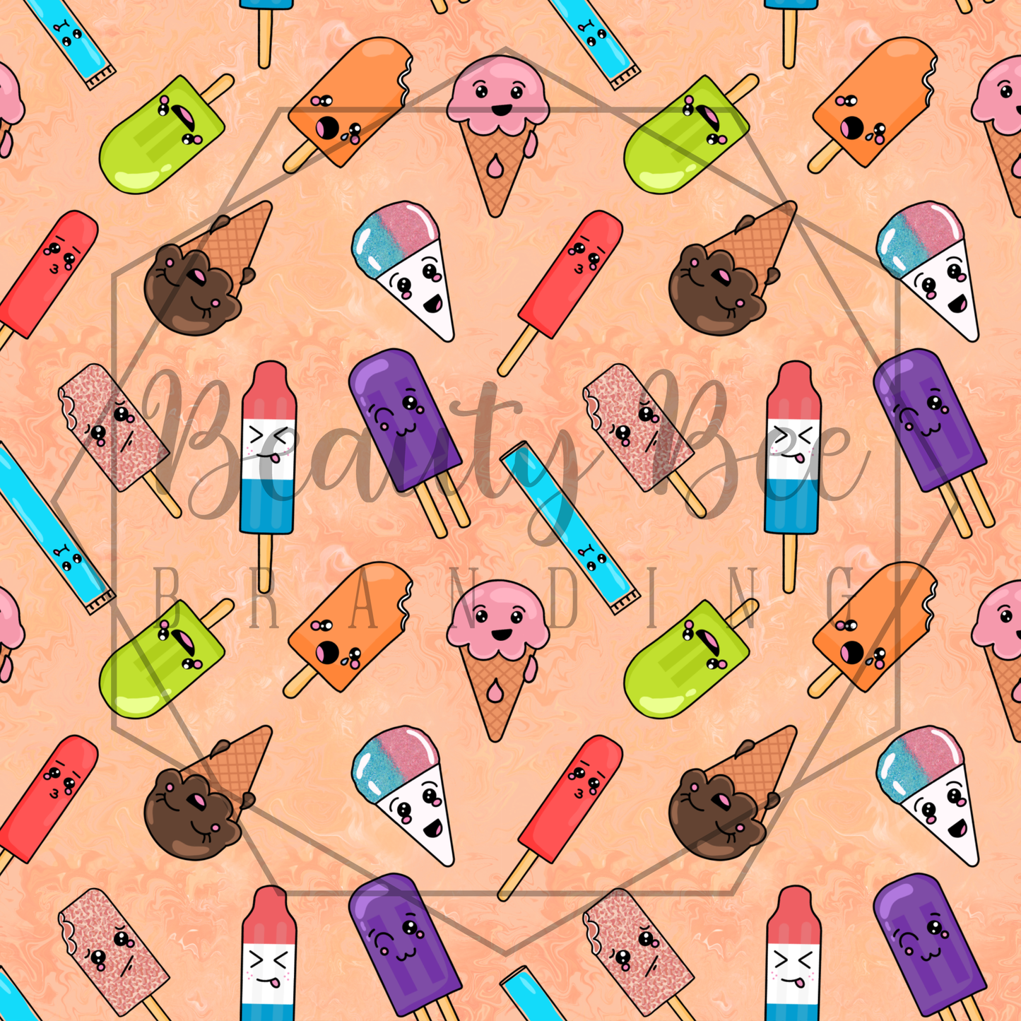 Popsicle Friends Orange Version 1 SEAMLESS PATTERN