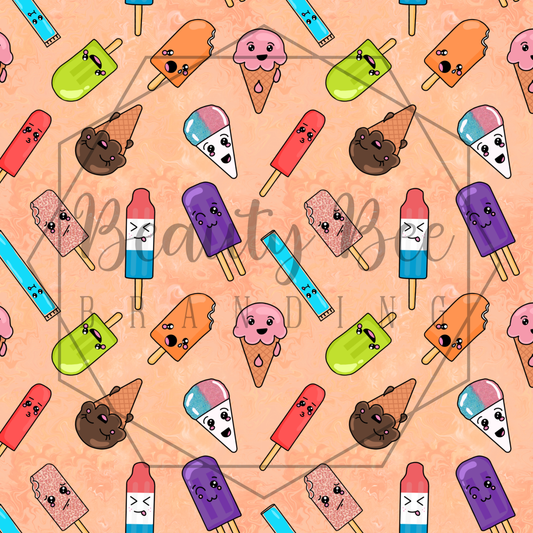 Popsicle Friends Orange Version 1 SEAMLESS PATTERN
