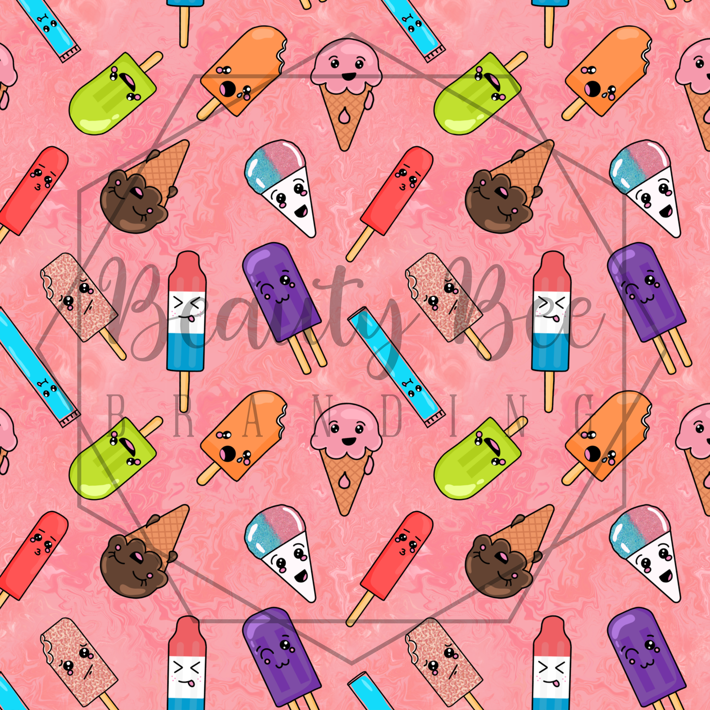 Popsicle Friends Pink Version 1 SEAMLESS PATTERN