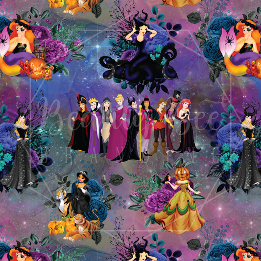 Princess Halloween Floral Galaxy SEAMLESS PATTERN