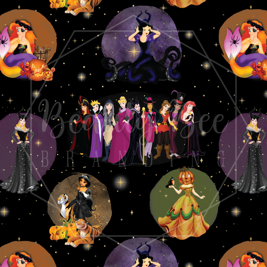 Princess Halloween Night Sky SEAMLESS PATTERN