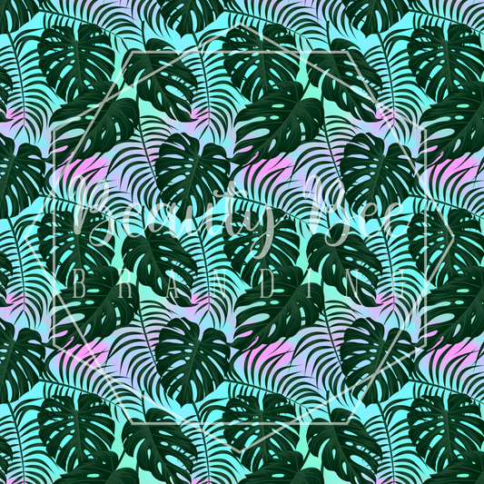 Pastel Green Leaves SEAMLESS PATTERN