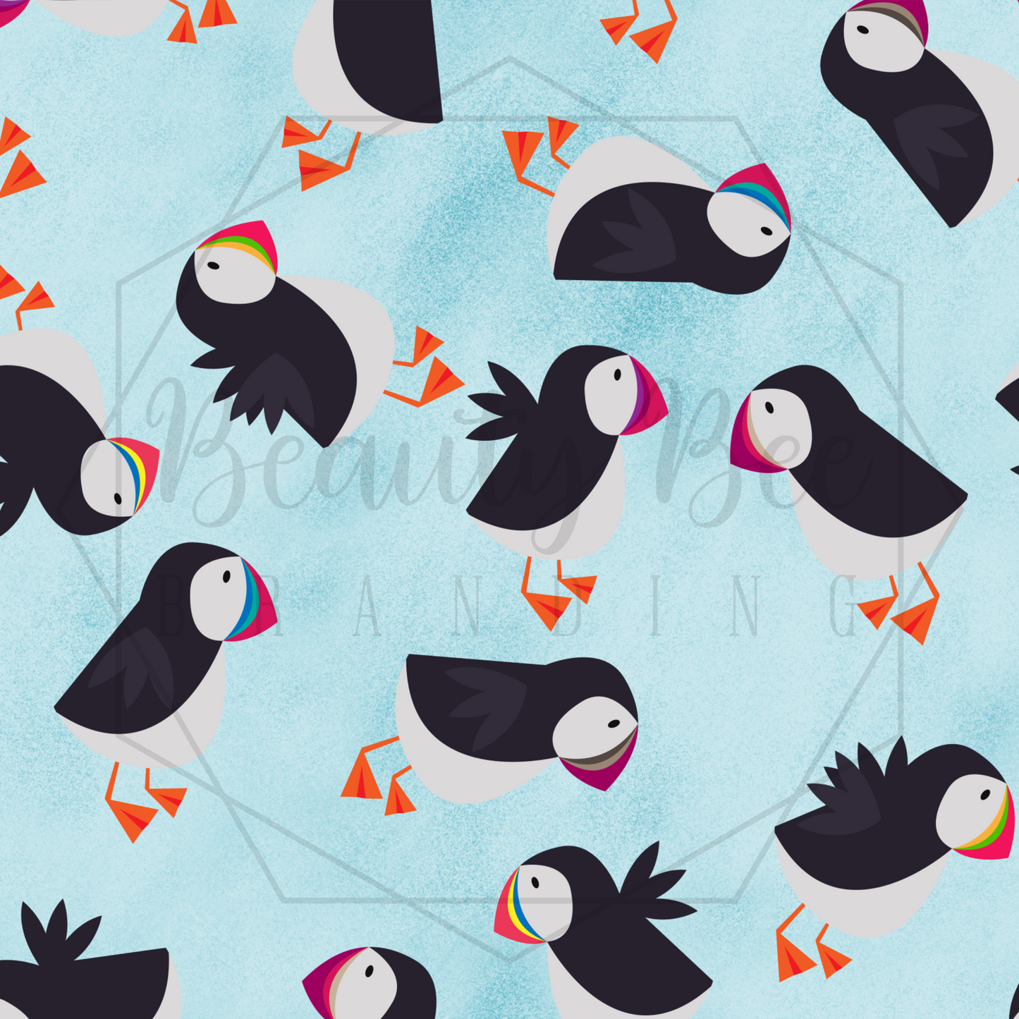 Puffins Blue SEAMLESS PATTERN