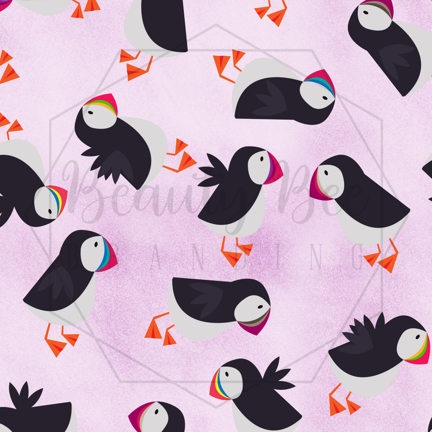 Puffins Pink SEAMLESS PATTERN