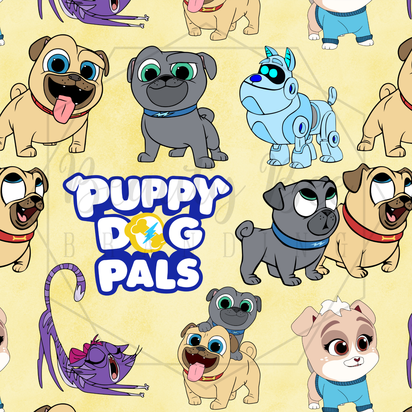 Dog Friends Yellow SEAMLESS PATTERN