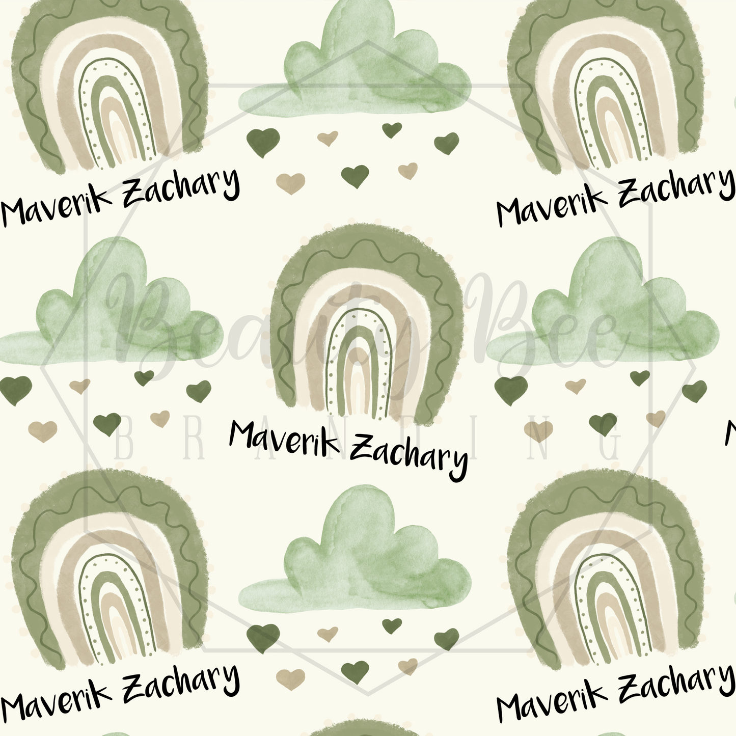 Neutral Green Rainbows Customized SEAMLESS PATTERN