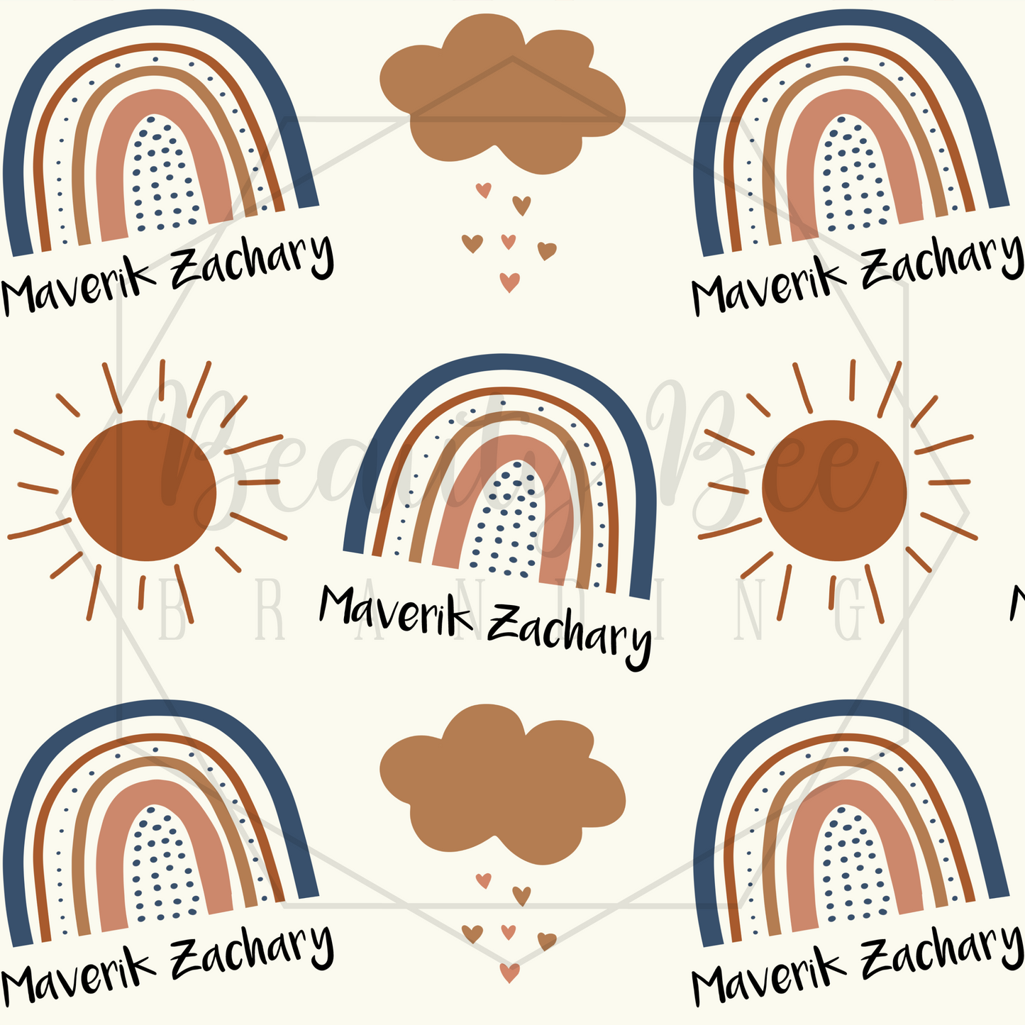 Neutral Blue Rainbows Customized SEAMLESS PATTERN