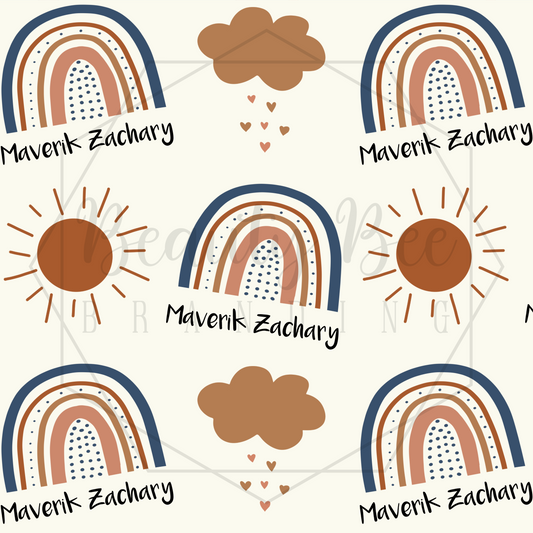 Neutral Blue Rainbows Customized SEAMLESS PATTERN