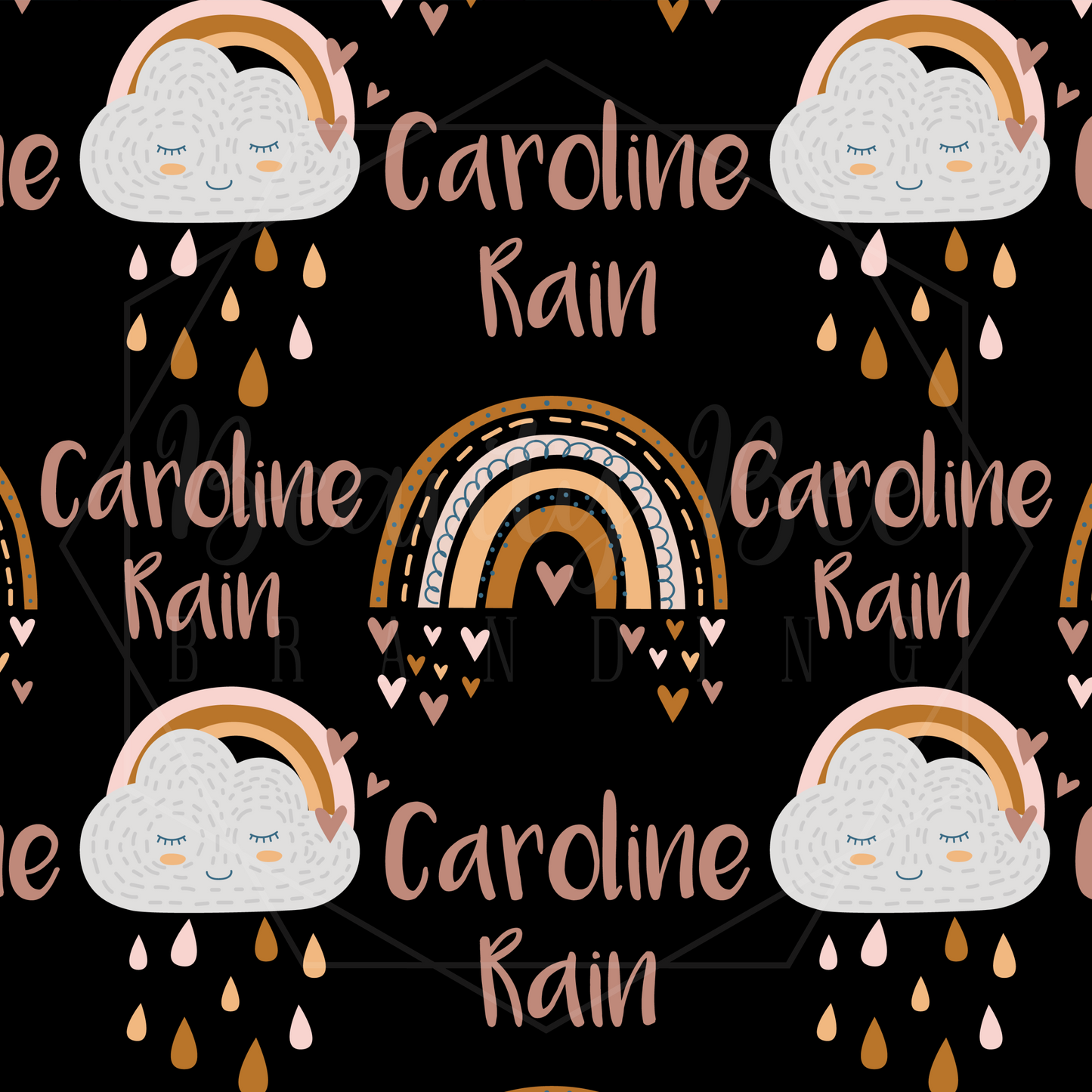 Neutral Pink and Black Rainbows Customized SEAMLESS PATTERN