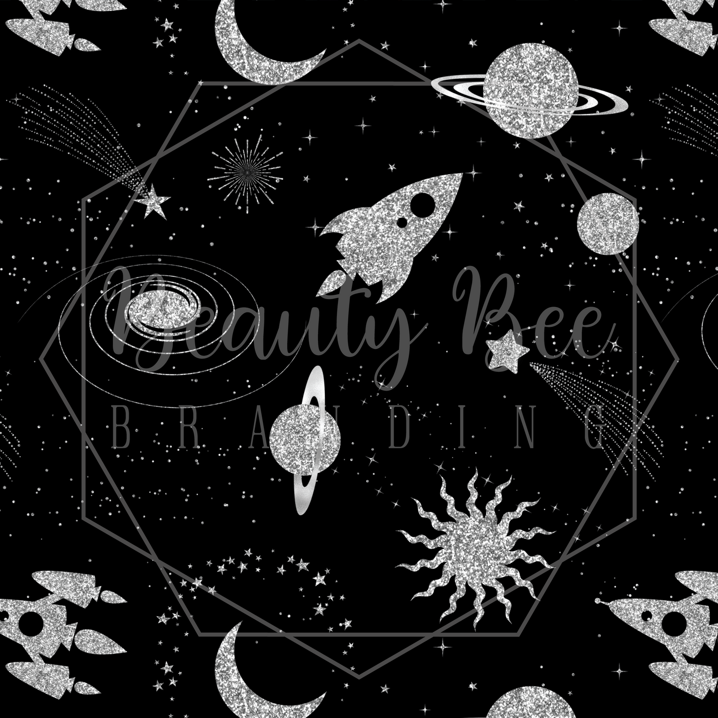 Glitter Galaxy Silver SEAMLESS PATTERN