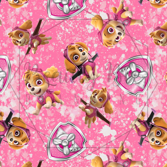 Pink Flying Skye Dog SEAMLESS PATTERN