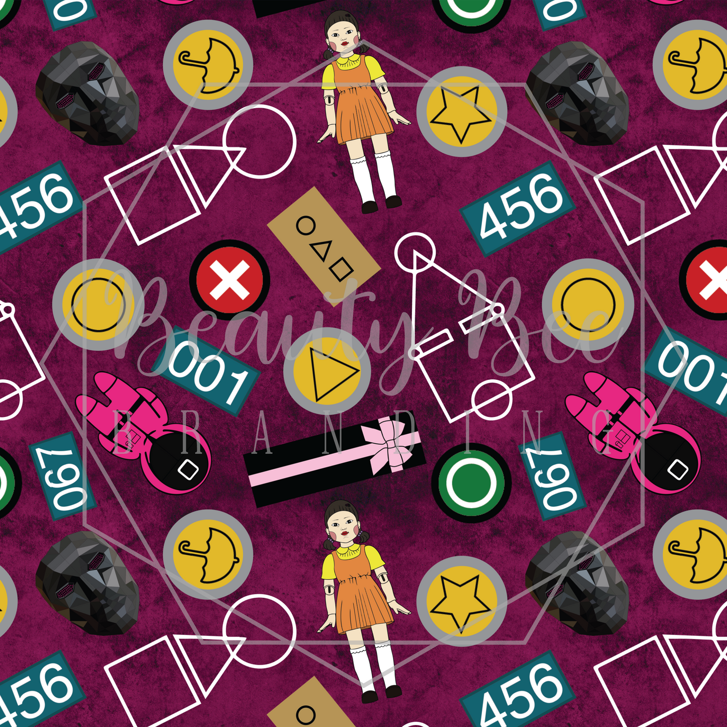 Squid Game The Games Pink SEAMLESS PATTERN