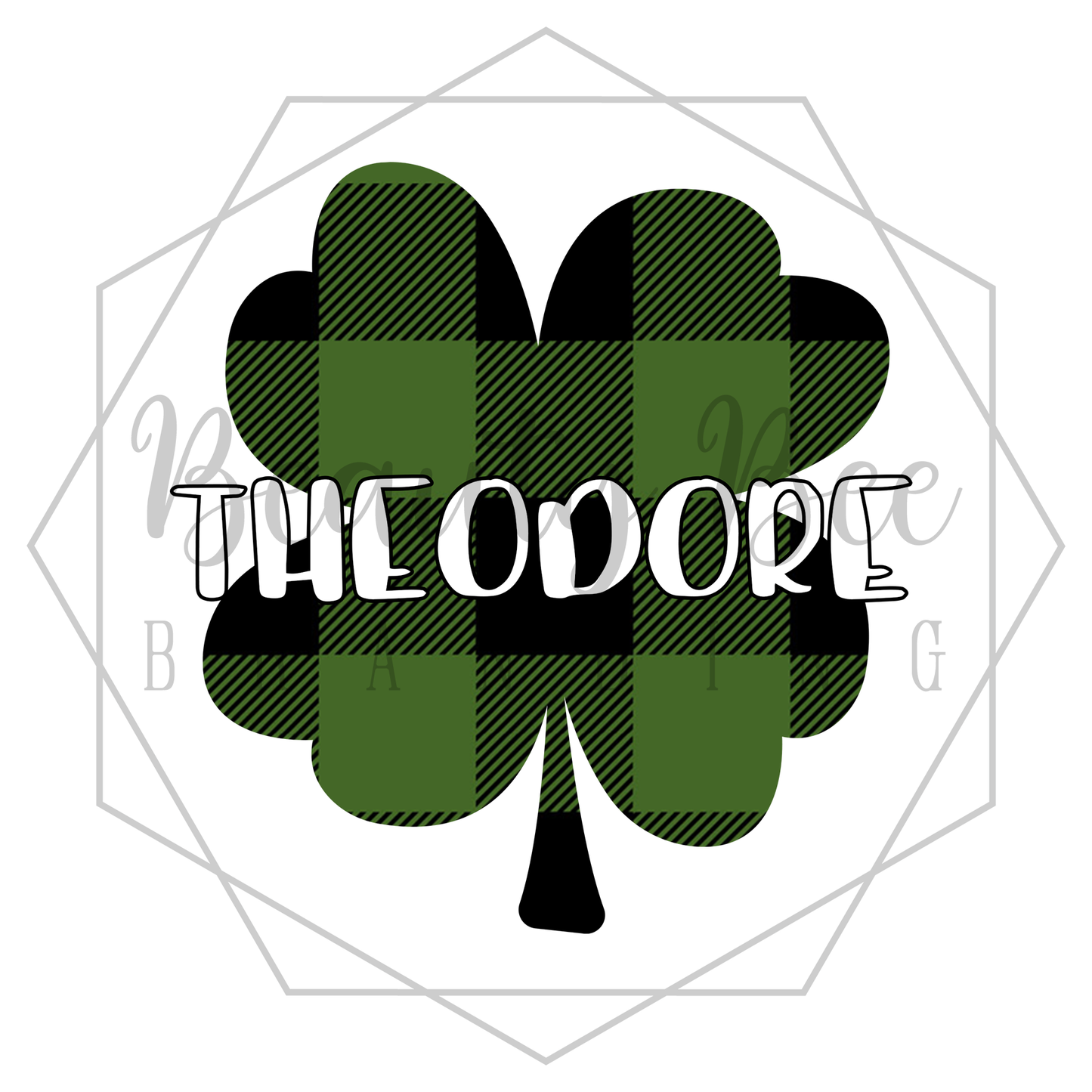 Green Plaid Clover Customized DIGITAL DECAL - Sublimation and Print & Cut Files